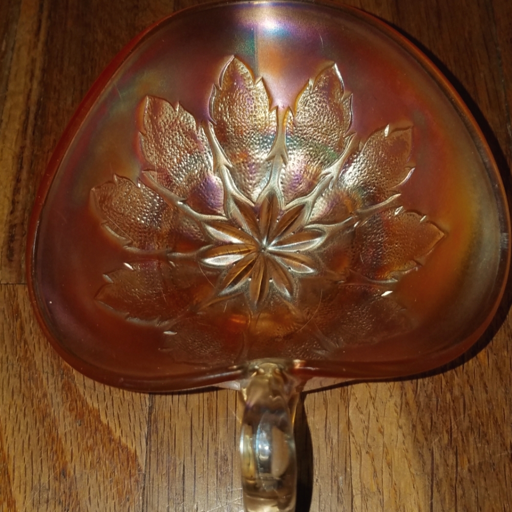 Vintage Dugan Carnival Glass 6.5" candy dish.